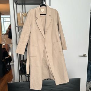 Sezane Tie Waist Wool beige coat